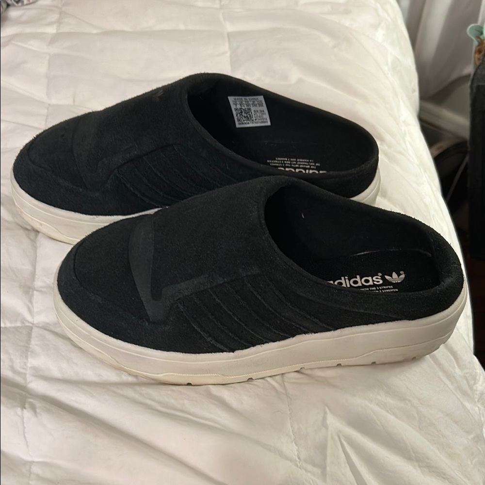 Adidas Black and White Slip-On Mules